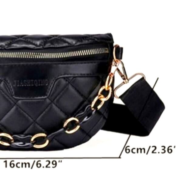 FANNY PACK Designer Paris Style SAFETY Bum Bag PUFF QUILT Modern Chain City Chic - Picture 14 of 14